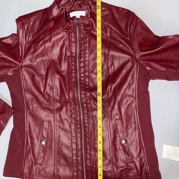 New Directions Moto Red Faux Leather Jacket - Picture 7 of 10